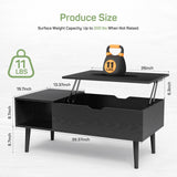 Coffee Table, Lift Top Coffee Tables for Living Room, Small Modern Wooden Center Tables with Storage Shelf and Hidden Compartment Zibbizo