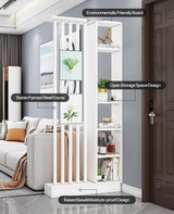 Wall Room Divider, Storage Cabinet Storage Display with Shelves, Modern Freestanding Wood Room Divider Screen, Wall Privacy Screens for Home Office Decorative (White,31.5" L x 9.5" W x 79.5" H) Kavie