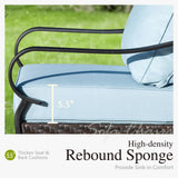 Sophia & William Patio Furniture Set with Fire Pit Table, 4PCS Metal Outdoor Conversation Set with Fire Pit Table, 2 Swivel Chairs,1 Loveseat,3-Seater Couch for Outdoor Seating,Backyard,Porch(Blue) Sophia & William