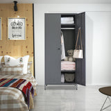 BESFUR Bedroom Armoires, Metal Wardrobe Armoire Closet with Hanging Rod, Adjustable Shelves, 20" D x 31.5" W x 74" H - Charcoal Grey BESFUR