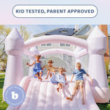 Bounceland Party Castle DayDreamer Cotton Candy Bounce House, 16.4 ft L x 13.1 ft W x 9.3 ft H, Basketball Hoop, UL Blower included, Trendy Pastel Color, Fun Slide & Bounce Area, Castle Theme for Kids Bounceland