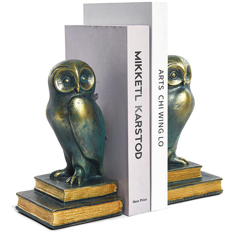 Kakizzy Book Ends for Shelves, Owl Decorative Bookends Bronze Bird Book Stopper Unique Kids Book Holders with Anti-Slip Base Luxurious Bookends for Kids Rooms Office Home Decor(Bronze) Kakizzy