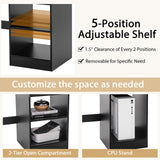 Tangkula Black Desk with Drawer, Wooden Computer Desk with Pull-Out Keyboard Tray & Adjustable Storage Shelves, Modern Laptop PC Desk with CPU Stand, Writing Study Desk for Bedroom (Black) Tangkula