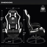 N-GEN Video Gaming Chair with Footrest High Back Ergonomic Comfortable Office Computer Desk with Lumbar Support Height Adjustable with PU Leather Recliner for Adults Women Men (White) NEO CHAIR