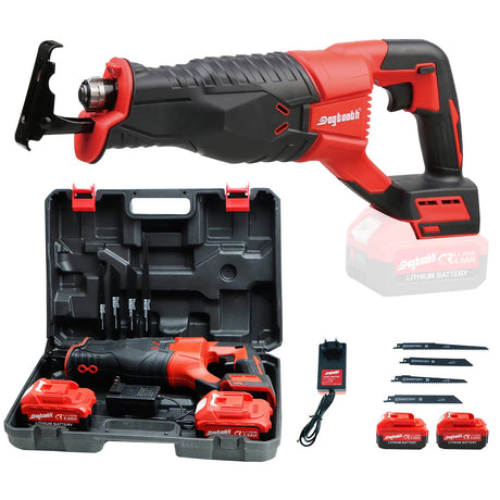 Dogtooth 21V Cordless Reciprocating Saw Kit, 3,000 Strokes Per Minute, Compatible with Makita 18V Battery, 2 * 4.0 Ah Batteries, Charger, 4 Saw Blades and Carry Case dogtooth