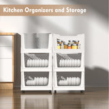 Stackable Plastic Storage Basket, 3 Pack Foldable Closet Organizers and Storage Bins with Wheels, Collapsible Drawer Shelf Storage Box Container for Office Bedroom Closet Wardrobe Kitchen Bathroom BUZIFU