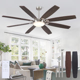MADSHNE 72 Inch Large Ceiling Fans with Lights and Remote, Outdoor Ceiling Fan with Lights for Patio, Industrial Commercial Ceiling Fan with 6-Speed Reversible DC Motor, 3 CCT,Sand Nickel MADSHNE