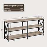 Yaheetech Console Table Behind Couch, Narrow Long 3-Tier Entryway Table with Metal Frame, Industrial Wood Foyer Table for Hallway, 55 Inch, Gray Yaheetech