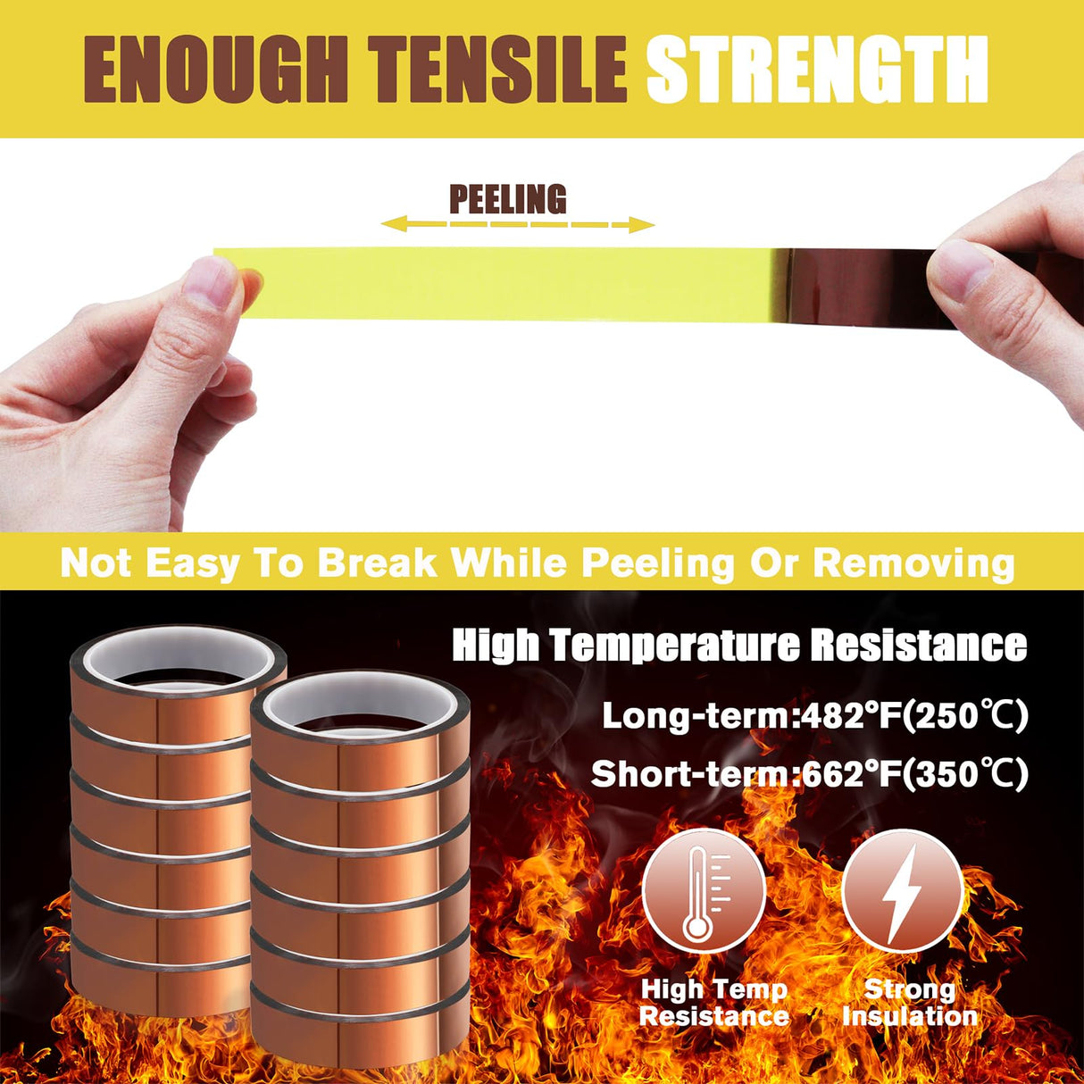 MEBMIK Heat Tape for Sublimation Transfer, Heat Resistant, Adhesive Transfer Tape, Thermal, No Residue, 12 Rolls 20mm x33m(108ft) MEBMIK