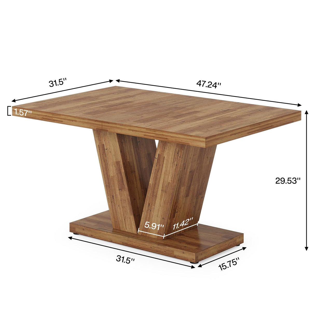 Tribesigns 47-Inch Dining Table for 4, Walnut Brown Kitchen Dinner Table with Heavy Duty Pedestal, Farmhouse Wooden Eating Table for Home, Dining Room, Small Space Tribesigns