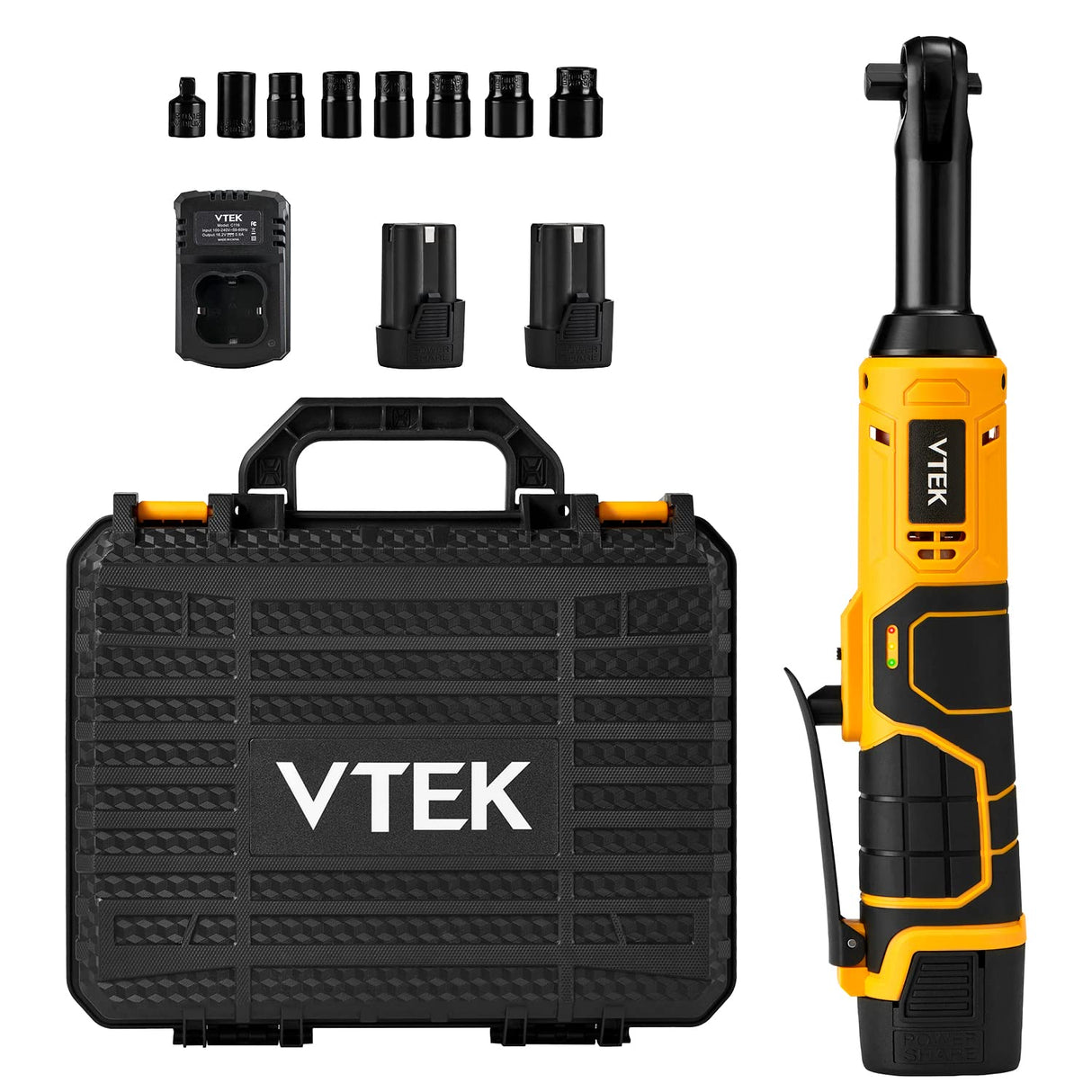 VTEK 3/8" Extended Cordless Ratchet Wrench 16.8V Electric Ratchet Wrench,40 Ft-lbs 400RPM Power Ratchet Wrench VTEK