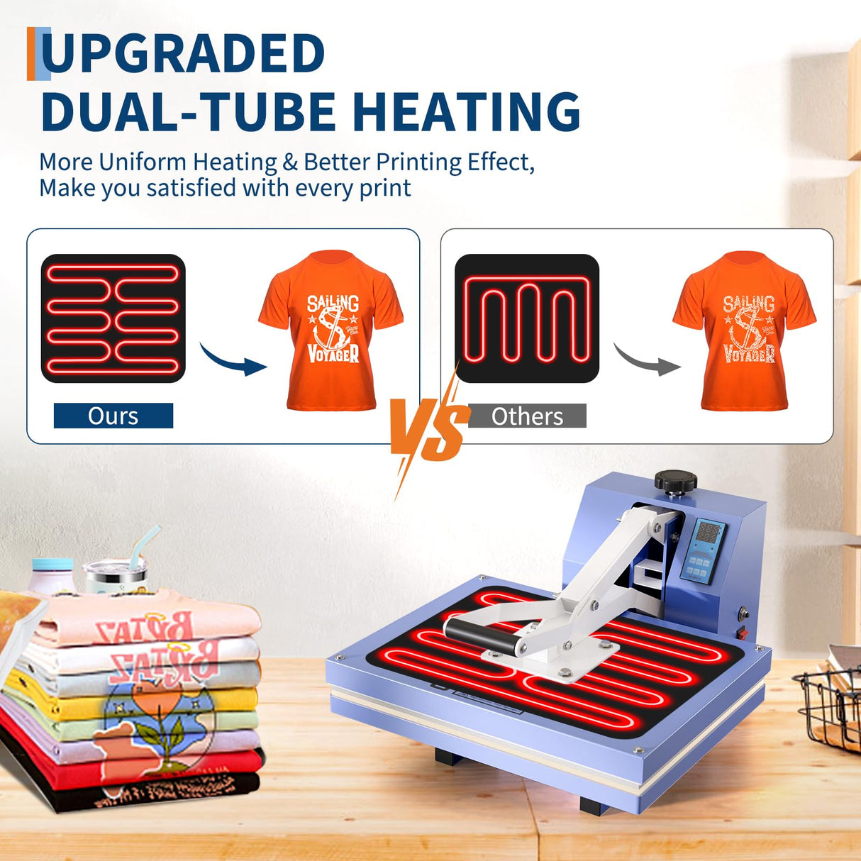 16x24 Heat Press, Digital Professional Sublimation Machine, Fast Heating, Industrial Quality with Adjustable Pressure Industrial Digital Heat Press Machine Sublimation for T-Shirt, Blue ExploreHorizon