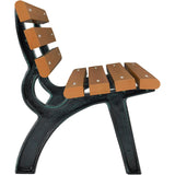 Global Industrial 4'L Outdoor Park Bench with Backrest, Recycled Plastic Slats, Wrought Iron Frame, 1100 lbs Capacity, Tan, Surface Mount, Easy Assembly Global Industrial