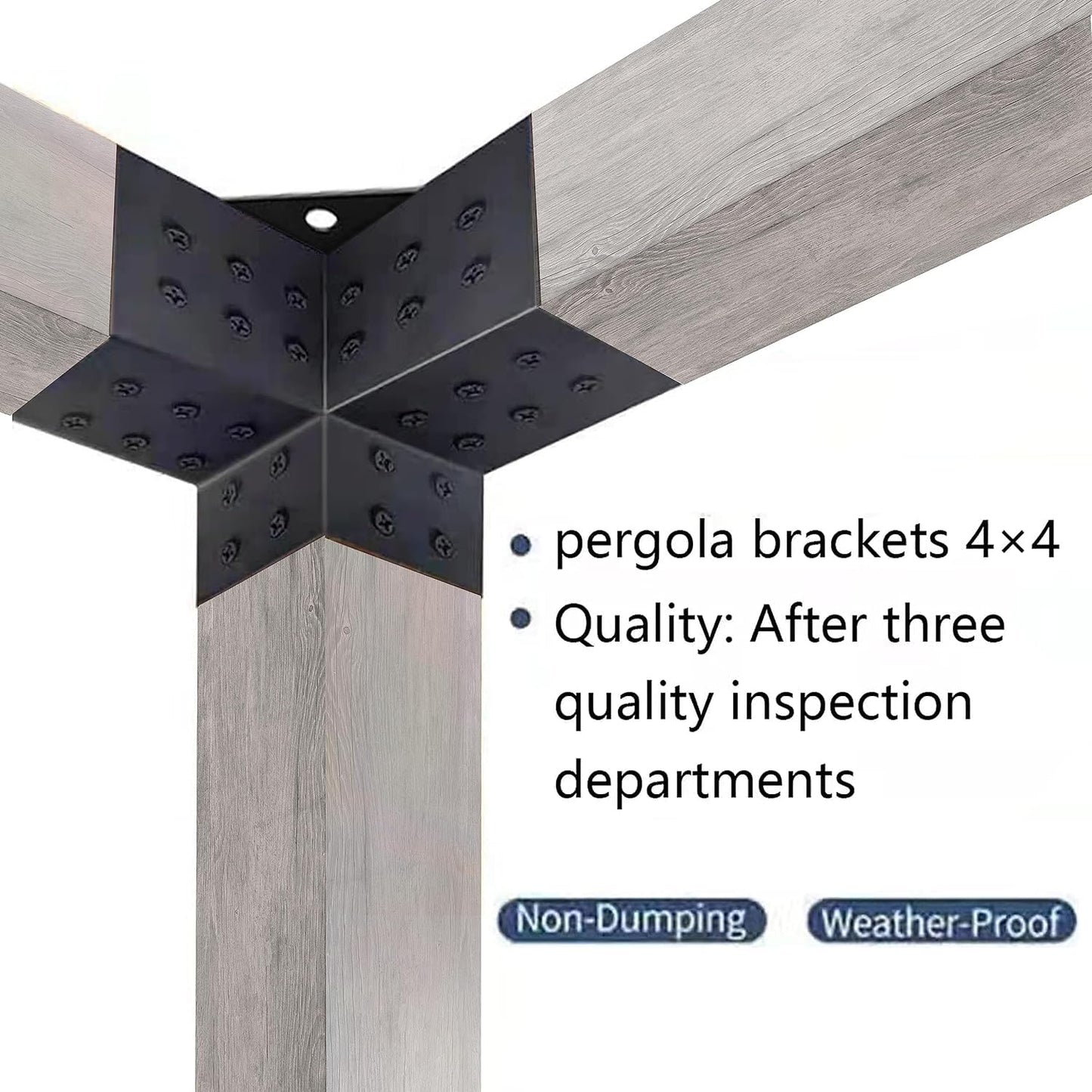 Pergola Brackets Kit 4x4, Woodworks DIY Pergola Kit 3-Way Right Angle Corner Bracket for Extension Elevated Wood Stand, Pergola Corner Brackets