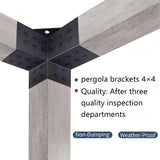 Pergola Brackets Kit 4x4, Woodworks DIY Pergola Kit 3-Way Right Angle Corner Bracket for Extension Elevated Wood Stand, Pergola Corner Brackets Goiiiusy