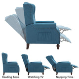 VUYUYU Wingback Recliner Chair, Push Back Arm Chair with Heat and Massage, Tufted Single Sofa for Home, Living Room, Office, Bedroom (Blue) VUYUYU