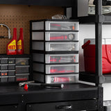 IRIS USA Plastic Stacking Desk Top 3-Drawer Storage Organizer, 2-Pack, for Makep Vanity Nail Polish Bathroom Stationery Art Craft Supplies Kitchen Office Garage and Small Organization, Medium, Black IRIS