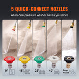 VEVOR Gas Powered Pressure Washer 3400 PSI 2.6 GPM, with Spray Gun and Extension Wand, 5 Quick Connect Nozzles, Copper Pump VEVOR