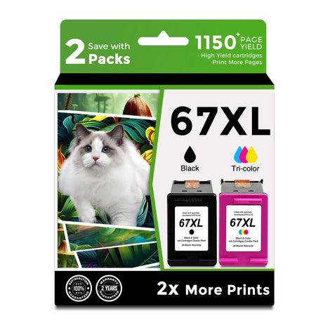 67XL Ink Cartridge Replacement for HP 67 XL hp67xl Black/Color Combo Pack for DeskJet Envy 2755e 6055e 2700 2700e 6000 6000e 4155e 2734e 6455e 6400 2752e 4100 4100e 6400e 6458e 6052e Printer 67XXL Ankink