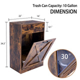 Zedesey Tilt Out Trash Cabinet with 2 Drawers Wood Hidden Kitchen Recycling Cabinet Free Standing Pet Proof Trash Can Laundry Cabinet for Kitchen, Living Room, Dining Room, Rustic Brown Zedesey