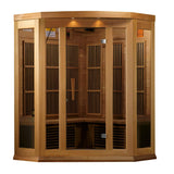 Maxxus 3 Per Low EMF FAR Infrared Carbon Corner Canadian Red Cedar Sauna MAXXUS