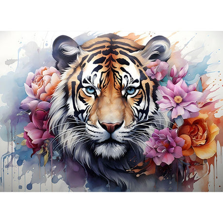 SENQAO Tiger Diamond Painting Kits for Adults, Animal Flower DIY 5D Diamond Art Kits Full Drill Diamond Dots Paintings with Diamonds Gem Art and Crafts Home Decor 12x16inch SENQAO