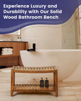 Upolana Teak Shower Bench, 32" Solid Wood Shower Stool for Inside Shower to Sit On, Wooden Bathroom Shower Seat Waterproof Upolana