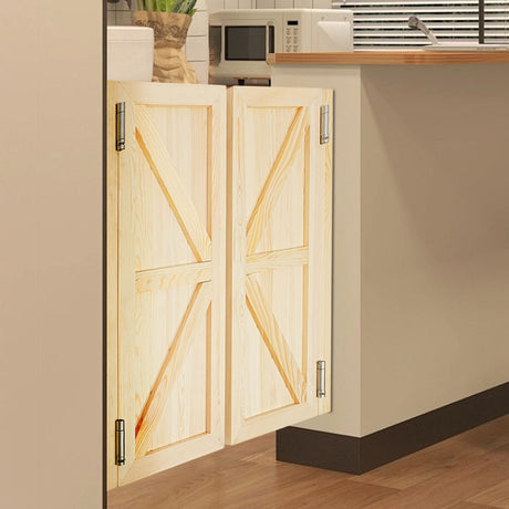 Interior Wood Swing Door, Sturdy Cafe Saloon Doors with Metal Hinges, Cowboy Swinging Door for Stairs Bathroom Bedroom Balcony (Log Color) YIYIBYUS