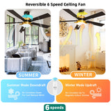 YITAHOME 60 Inch Ceiling Fan with Light and Remote, 5 Blades with Crystal Rod Design, Modern Chandelier Ceiling Fan with Reversible Quiet Motor, Indoor Ceiling Fan with 3 LED Colors, Black&Gold YITAHOME