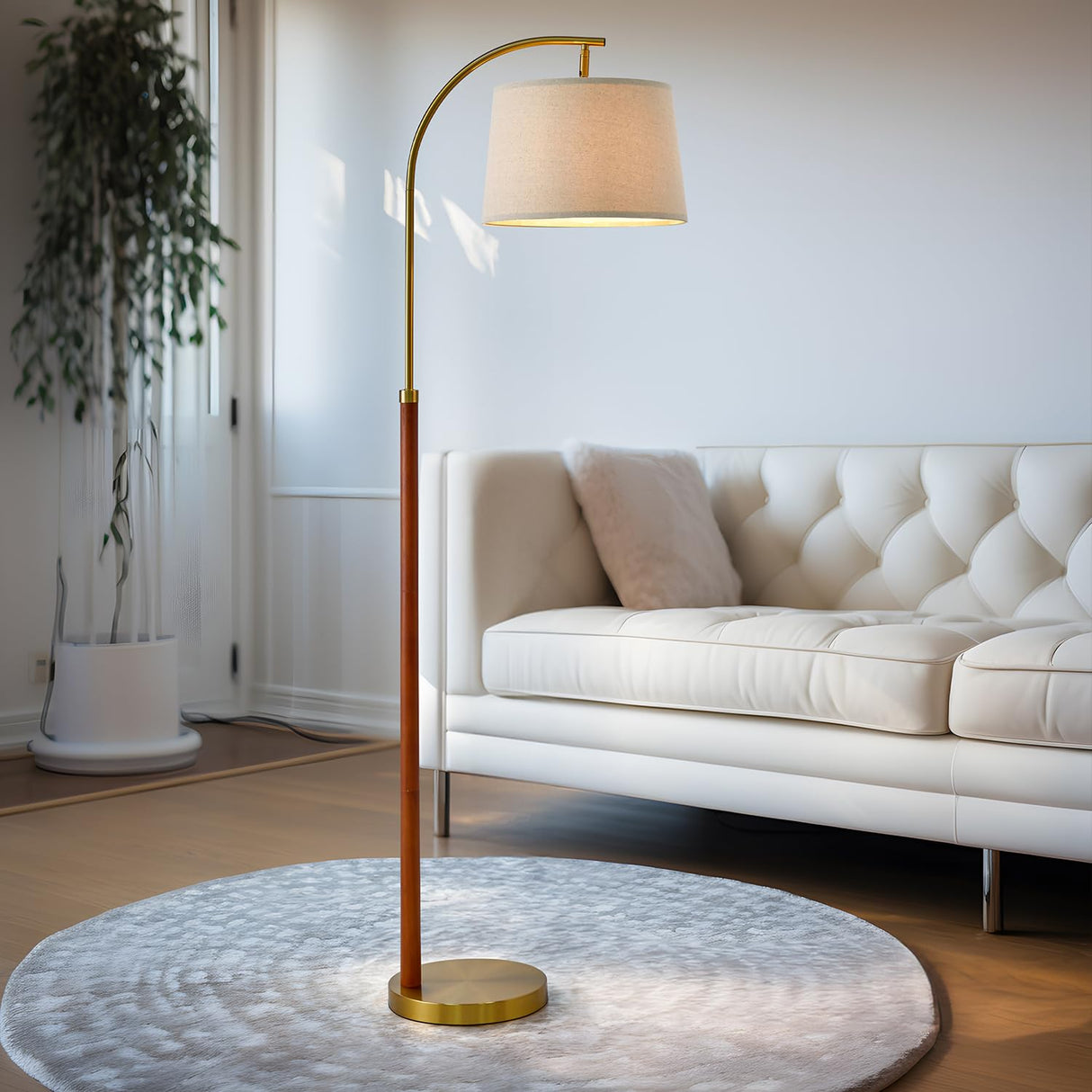 G-SAFAVA 62.5" Gold Floor Lamp for Living Room with Foot Switch Standing Lamp Tall Industrial Reading for Bedroom Office G-SAFAVA