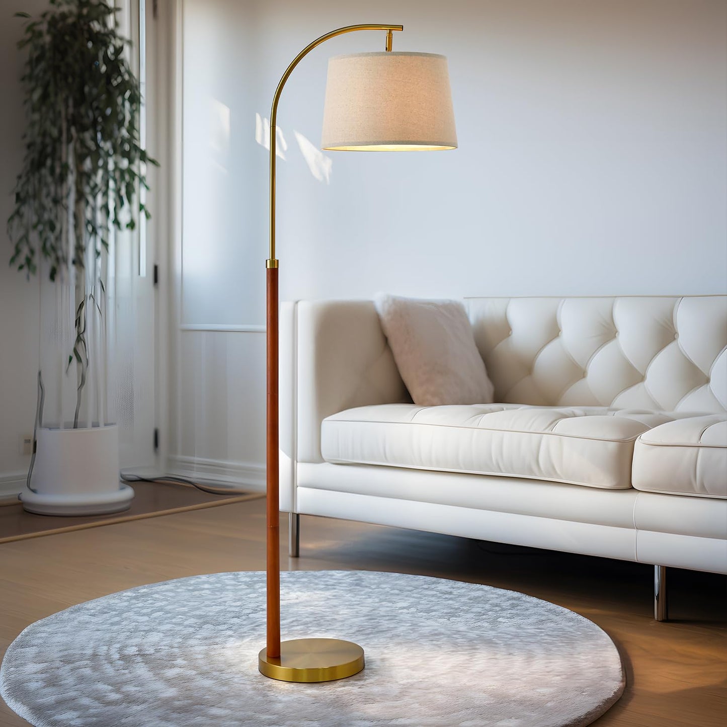 G-SAFAVA 62.5" Gold Floor Lamp for Living Room with Foot Switch Standing Lamp Tall Industrial Reading for Bedroom Office - WoodArtSupply