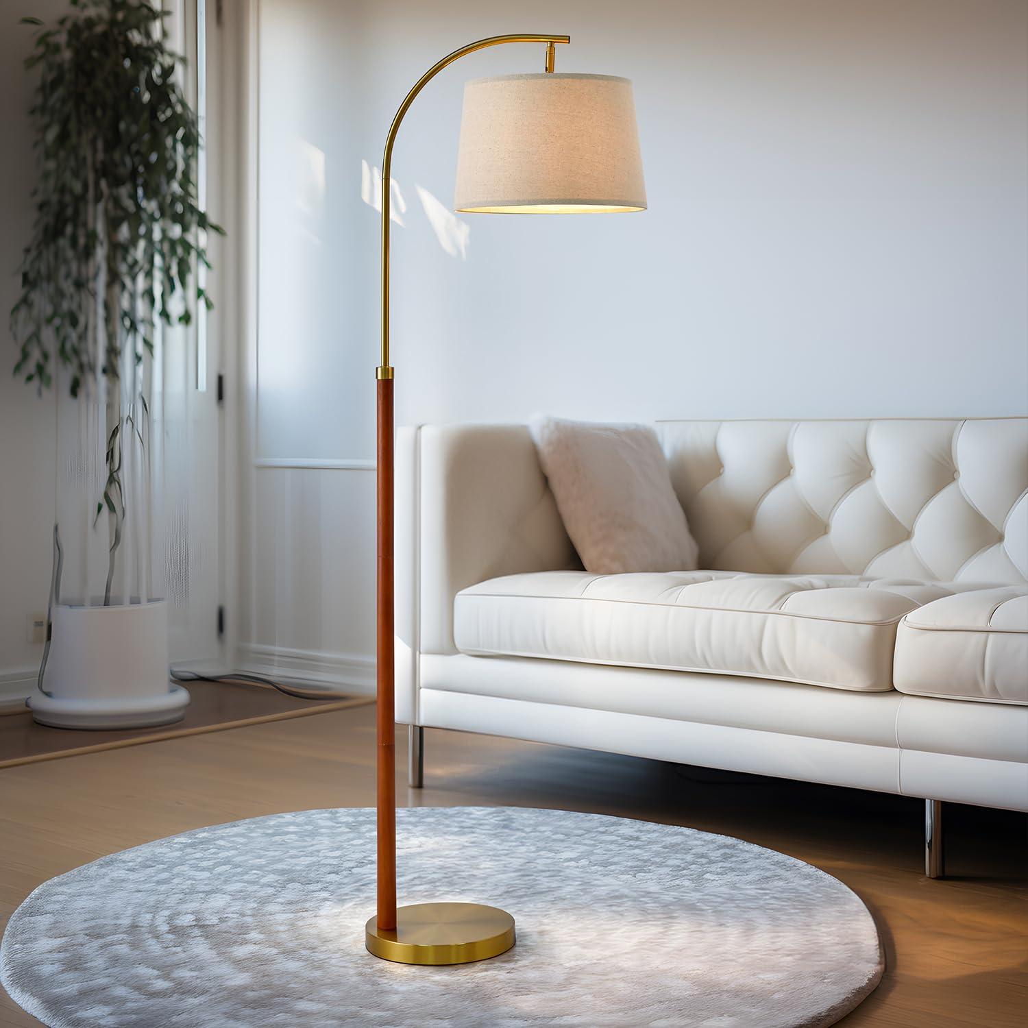 G-SAFAVA 62.5" Gold Floor Lamp for Living Room with Foot Switch Standing Lamp Tall Industrial Reading for Bedroom Office - WoodArtSupply