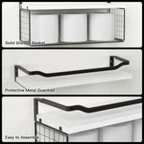 WOPITUES Floating Shelves with Wire Storage Basket, Bathroom Shelves Over Toilet with Protective Metal Guardrail, Wood Wall Shelves for Bathroom Organizers and Storage, Toilet Paper-White WOPITUES