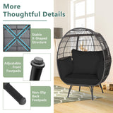 Tangkula PE Wicker Egg Chair, Patiojoy Oversized Indoor Outdoor Patio Lounge Chair with Cushions and Pillows, Steel Frame Basket Chair for Garden, Deck, Balcony, Living Room (Black) Tangkula