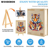 Woodemon Wooden Puzzles for Adults, Tiger Family (M-190pcs) Wooden Jigsaw Puzzles Kids, 11.2 * 11.8in Unique Shaped Animal Wood Puzzles Adults, Fathers Birthday Family Games Woodemon
