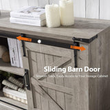 OKD Farmhouse TV Stand for 75 Inch TV, Rustic Entertainment Center w/Sliding Barn Door Wood Media Console Cabinet 66 Inch Long Television Stands for 70 Inch TVs, Light Rustic Oak OKD