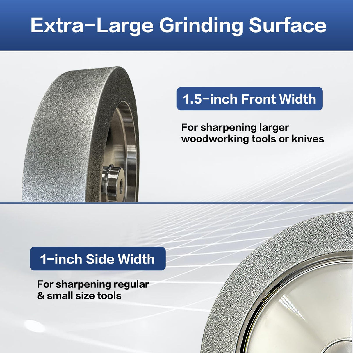 Mega Square CBN Grinding Wheel 8 inch, 1.5" Wide, 5/8" Arbor, 320 Grit for Sharpening Woodturning Tool、Knife、High Speed Steel Tool，Fits Most 8" Bench Grinder (320 Grit) UF-SHARP