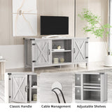 JUMMICO TV Stand for 65 Inch TV Farmhouse Entertainment Center with Double Barn Doors and Storage Cabinets, Console TV Table Media for Living Room, Bedroom (Grey, Without Fireplace) JUMMICO