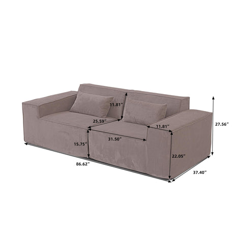 JACH 86.62" Modular Sectional Couch, Huge Plus Love Seat Sofa, Modern Comfy Corduroy Couches, Sofa Furniture for Living Room, Office, Apartment, Brown JACH