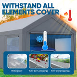 Quictent 12x20 ft Heavy Duty Carport Canopy Galvanized Car Tent Outdoor Garage Boat Shelter with Reinforced Structure with Roll-up Ventilated Windows Sidewall - Gray Quictent