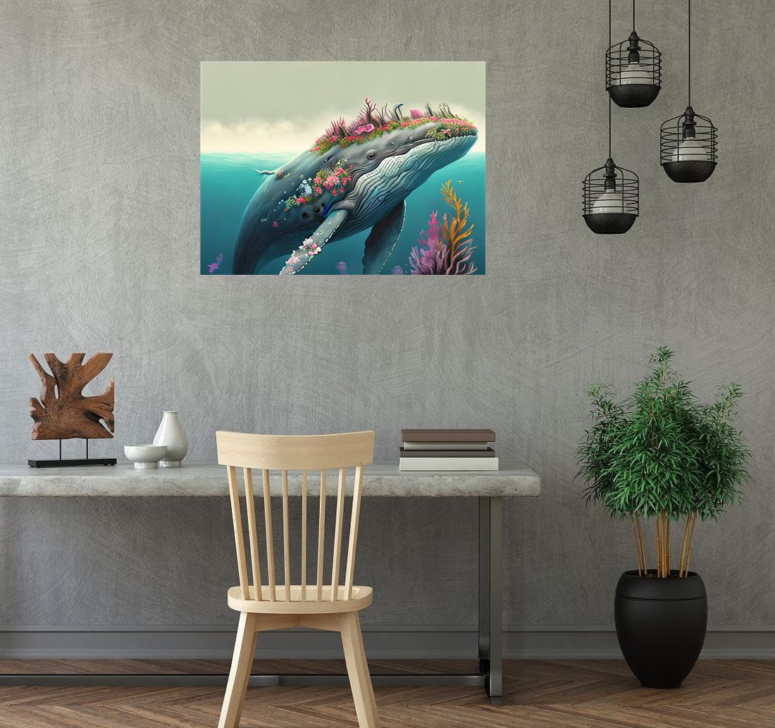 NIHO-JIUMA Diamond Painting Kits Whale, DIY 5D Full Drill Diamond Art Gift for Adult/Teen, Home Decoration (30x40cm/12x16inches) NIHO-JIUMA