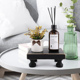 Delimux Farmhouse Wood Riser Decorative Pedestal Stand Rectangular Wood Tray Displays Decorations Rustic Home Bathroom Counter Wooden Riser (Black) Delimux