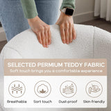 FOXHUNTER Swivel Barrel Chair, 360° Small Single Sofa Armchair Comfy Round Sofa Chair, Boucle Chairs Padded Armchair, Modern Round Accent Arm Chairs for Living Room Bedroom, Teddy Ivory FOXHUNTER