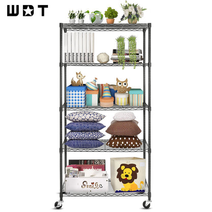 WDT 5 Tier Shelf Shelving Unit with Wheels,Adjustable Metal Shelves for Storage, NSF Certified Wire Shelving Rack,1750Lbs Capacity Heavy Duty - WoodArtSupply