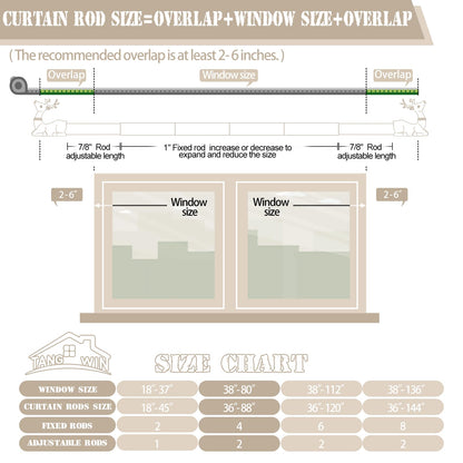 TANGWIN Wood Curtain Rods for Windows 48 to 84 Inch(4-7Ft),1 Inch Adjustable Curtain Rod,Rustic Wooden Curtain Rod,Decorative Deer Drapery Rods,Single Window Curtain Rods 36-88",Brown Wood Gr - WoodArtSupply