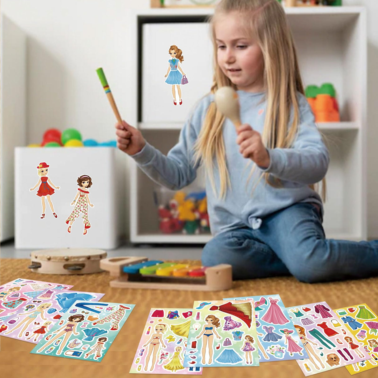 Stickers for Kids, 24 Sheets Dress Up Stickers for Girls, Make Your Own Fairy Princess Sticker, Birthday Party Favor, Classroom Rewards, Art Craft DUJAA