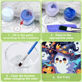 Reivworl Ghost Paint by Numbers Kit for Kids, Ghost Paint by Number with Frame and Easel, Paint by Number Kids Age 5-8-12 for Gifts and Decor (8X8 Inch) Reivworl