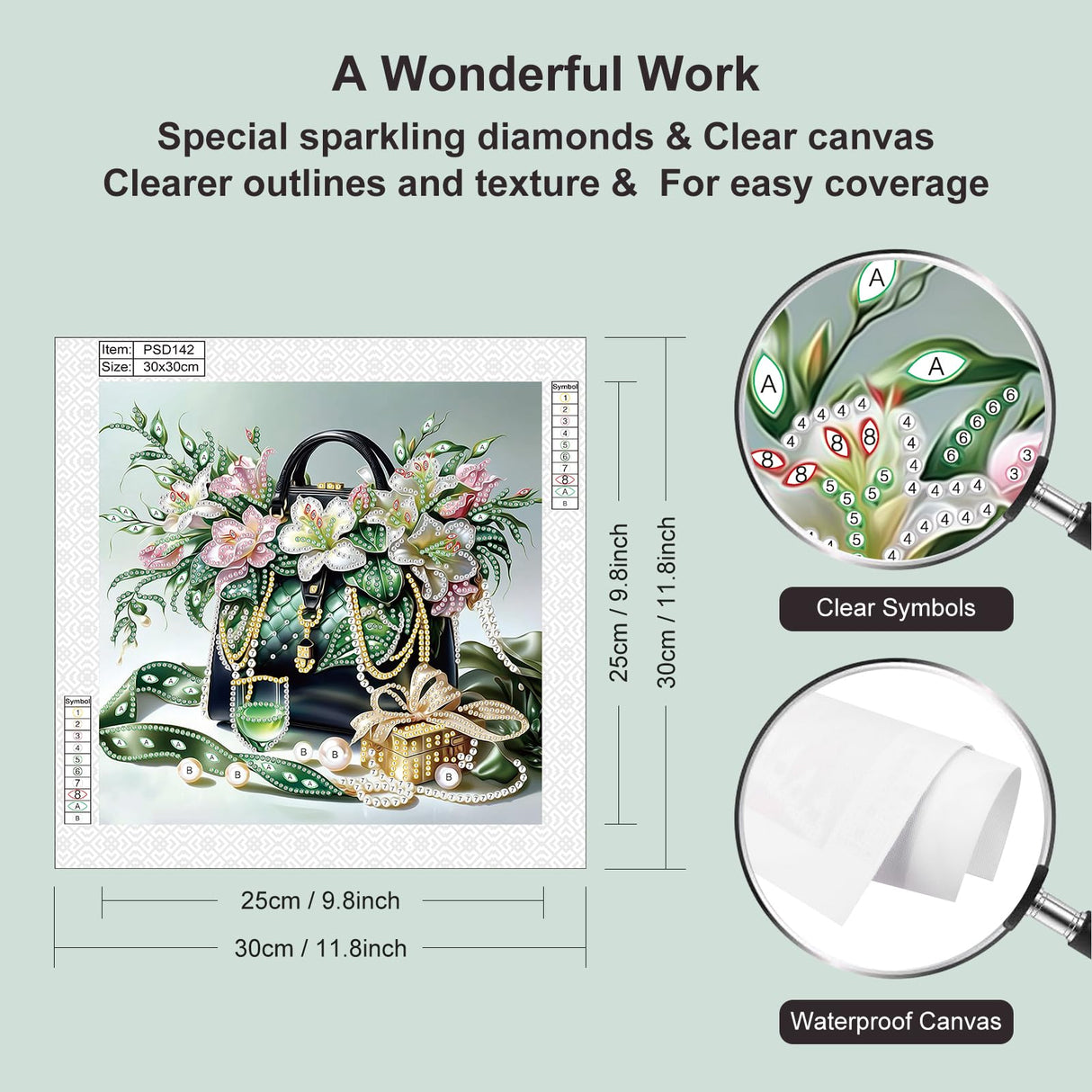 Acudotr Diamond Painting Kits for Adults Handbag, 5D Special Shape Diamond Art Kits for Beginners, Crystal Rhinestones Diamond Painting for Home Wall Decoration, 12×12 Inch Acudotr