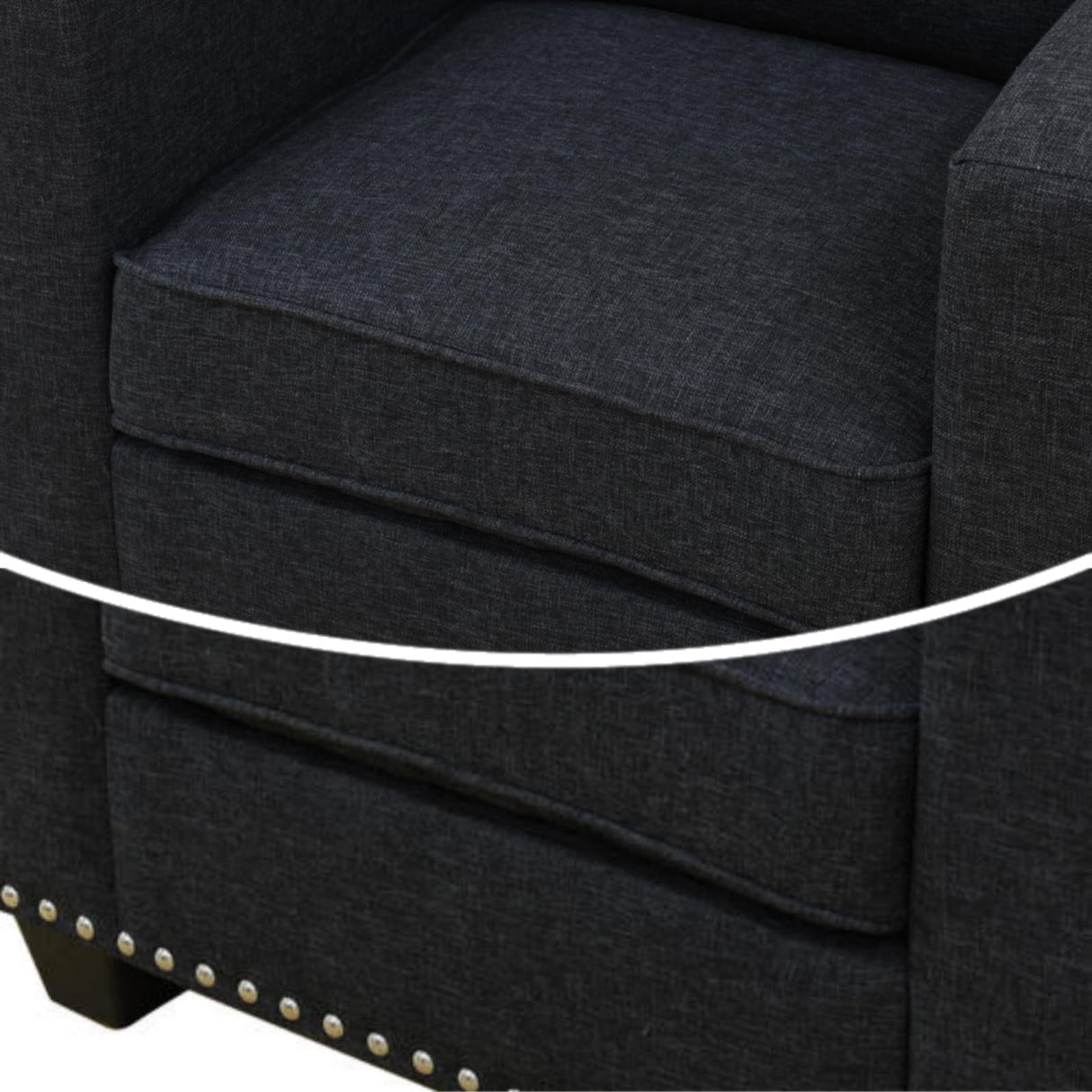 GlasFlength Couches Sofa for Living Room Set 3 Piece Modern Decor Sofa and Loveseat Set with Arms and Nailhead, Includes Loveseat Couch and Armchair GlasFlength