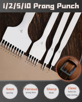 FOUSNOW Leather Stitching Punch, 10 Prong Leather Fork Prong Punch, 4mm Lacing Stitching Chisel Tools, DIY Working Tools for Punching FOUSNOW